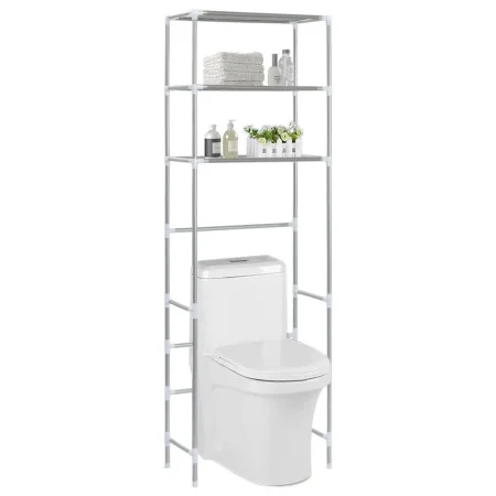 Estantería de 3 niveles sobre inodoro plateado 53x28x169 cm de vidaXL, Toalleros - Ref: Foro24-282464, Precio: 24,53 €, Descu...