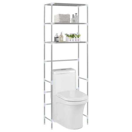 Estantería de 3 niveles sobre inodoro plateado 53x28x169 cm de vidaXL, Toalleros - Ref: Foro24-282464, Precio: 23,14 €, Descu...
