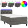 Box spring bed with mattress and LED dark gray velvet 100x200 cm by vidaXL, Beds and slatted bases - Ref: Foro24-3134568, Pri...