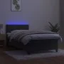 Box spring bed with mattress and LED dark gray velvet 100x200 cm by vidaXL, Beds and slatted bases - Ref: Foro24-3134568, Pri...