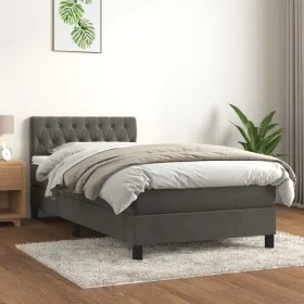 Box spring bed with dark gray velvet mattress 100x200 cm by vidaXL, Beds and slatted bases - Ref: Foro24-3141468, Price: 302,...