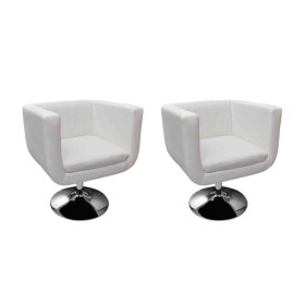 Taburetes de cocina 2 unidades cuero artificial blanco de vidaXL, Sillones - Ref: Foro24-160439, Precio: 367,49 €, Descuento: %