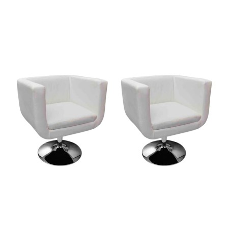 Taburetes de cocina 2 unidades cuero artificial blanco de vidaXL, Sillones - Ref: Foro24-160439, Precio: 367,49 €, Descuento: %