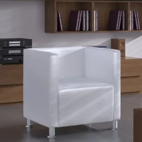 Sillón en forma de cubo de cuero sintético blanco de vidaXL, Sillones - Ref: Foro24-240069, Precio: 191,46 €, Descuento: %