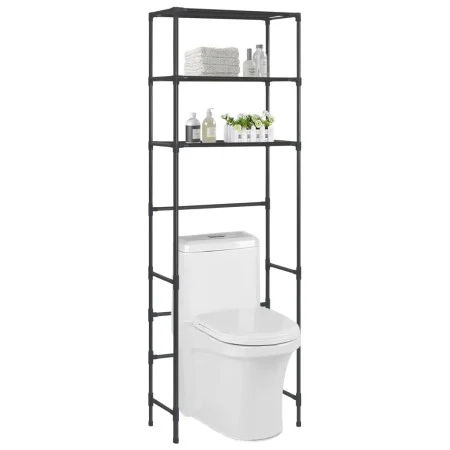 Estantería de 3 niveles sobre inodoro negro 53x28x169 cm de vidaXL, Toalleros - Ref: Foro24-288329, Precio: 24,48 €, Descuent...