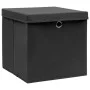 Cajas de almacenaje con tapas 4 uds tela negro 32x32x32 cm de vidaXL, Cestas para almacenaje - Ref: Foro24-288333, Precio: 30...