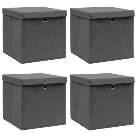 Cajas de almacenaje con tapas 4 uds tela gris 32x32x32 cm de vidaXL, Cestas para almacenaje - Ref: Foro24-288335, Precio: 31,...