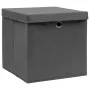 Cajas de almacenaje con tapas 4 uds tela gris 32x32x32 cm de vidaXL, Cestas para almacenaje - Ref: Foro24-288335, Precio: 31,...