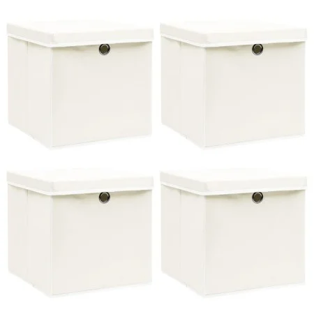 Cajas de almacenaje con tapas 4 uds tela blanco 32x32x32 cm de vidaXL, Cestas para almacenaje - Ref: Foro24-288350, Precio: 3...
