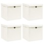Cajas de almacenaje con tapas 4 uds tela blanco 32x32x32 cm de vidaXL, Cestas para almacenaje - Ref: Foro24-288350, Precio: 3...