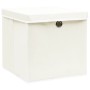Cajas de almacenaje con tapas 4 uds tela blanco 32x32x32 cm de vidaXL, Cestas para almacenaje - Ref: Foro24-288350, Precio: 3...