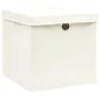 Cajas de almacenaje con tapas 4 uds tela blanco 32x32x32 cm de vidaXL, Cestas para almacenaje - Ref: Foro24-288350, Precio: 3...