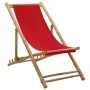 Tumbona de playa de bambú y lona roja de vidaXL, Sillas de jardín - Ref: Foro24-313020, Precio: 53,45 €, Descuento: %