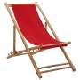 Tumbona de playa de bambú y lona roja de vidaXL, Sillas de jardín - Ref: Foro24-313020, Precio: 53,26 €, Descuento: %