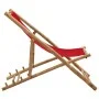 Tumbona de playa de bambú y lona roja de vidaXL, Sillas de jardín - Ref: Foro24-313020, Precio: 53,45 €, Descuento: %