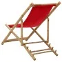 Tumbona de playa de bambú y lona roja de vidaXL, Sillas de jardín - Ref: Foro24-313020, Precio: 53,45 €, Descuento: %