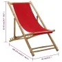 Tumbona de playa de bambú y lona roja de vidaXL, Sillas de jardín - Ref: Foro24-313020, Precio: 53,45 €, Descuento: %
