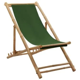 Silla de playa de bambú y lona verde de vidaXL, Sillas de jardín - Ref: Foro24-313021, Precio: 63,43 €, Descuento: %