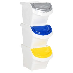 Cubos de basura apilables con tapa 3 uds PP blanco 78 L de vidaXL, Cubos de la basura y papeleras - Ref: Foro24-364068, Preci...