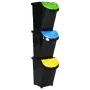 Cubos de basura apilables con tapa 3 uds PP negro 120 L de vidaXL, Cubos de la basura y papeleras - Ref: Foro24-364071, Preci...