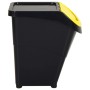 Cubos de basura apilables con tapa 3 uds PP negro 120 L de vidaXL, Cubos de la basura y papeleras - Ref: Foro24-364071, Preci...