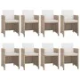 Set comedor de jardín 9 piezas y cojines ratán sintético beige de vidaXL, Conjuntos de jardín - Ref: Foro24-42545, Precio: 68...