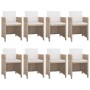 Set comedor de jardín 9 piezas y cojines ratán sintético beige de vidaXL, Conjuntos de jardín - Ref: Foro24-42545, Precio: 69...
