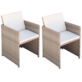 Sillas de jardín con cojines 2 unidades ratán sintético beige de vidaXL, Sillas de jardín - Ref: Foro24-42561, Precio: 135,25...
