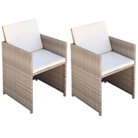 Sillas de jardín con cojines 2 unidades ratán sintético beige de vidaXL, Sillas de jardín - Ref: Foro24-42561, Precio: 135,25...