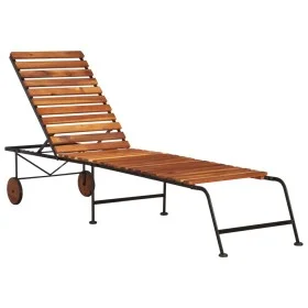 Adjustable sun lounger made of solid acacia wood and steel legs by vidaXL, Loungers - Ref: Foro24-44394, Price: 97,71 €, Disc...
