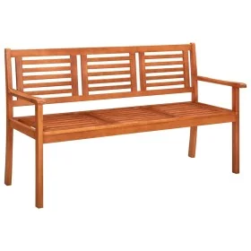 Banco de jardín 3 plazas madera maciza de eucalipto 150 cm de vidaXL, Bancos de jardín - Ref: Foro24-44399, Precio: 187,02 €,...