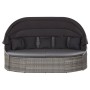 Tumbona de jardín con dosel de ratán sintético gris de vidaXL, Camas para exteriores - Ref: Foro24-46093, Precio: 731,08 €, D...