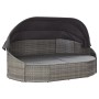 Tumbona de jardín con dosel de ratán sintético gris de vidaXL, Camas para exteriores - Ref: Foro24-46093, Precio: 731,08 €, D...