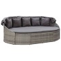 Tumbona de jardín con dosel de ratán sintético gris de vidaXL, Camas para exteriores - Ref: Foro24-46093, Precio: 731,08 €, D...