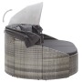 Tumbona de jardín con dosel de ratán sintético gris de vidaXL, Camas para exteriores - Ref: Foro24-46093, Precio: 731,08 €, D...