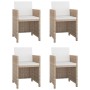Set de comedor de jardín 5 pzas y cojines ratán sintético beige de vidaXL, Conjuntos de jardín - Ref: Foro24-46385, Precio: 3...