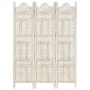 Biombo 3 paneles tallado a mano madera mango blanco 120x165 cm de vidaXL, Divisores de ambientes - Ref: Foro24-285318, Precio...