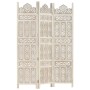 Biombo 3 paneles tallado a mano madera mango blanco 120x165 cm de vidaXL, Divisores de ambientes - Ref: Foro24-285318, Precio...
