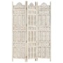 Biombo 3 paneles tallado a mano madera mango blanco 120x165 cm de vidaXL, Divisores de ambientes - Ref: Foro24-285318, Precio...