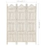 Biombo 3 paneles tallado a mano madera mango blanco 120x165 cm de vidaXL, Divisores de ambientes - Ref: Foro24-285318, Precio...