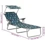 Tumbona con toldo acero estampado de hojas de vidaXL, Tumbonas - Ref: Foro24-310338, Precio: 95,82 €, Descuento: %