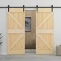 Puerta corredera con herrajes madera maciza de pino 90x210 cm de vidaXL, Puertas - Ref: Foro24-3057499, Precio: 183,81 €, Des...