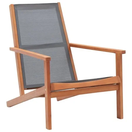 Silla de jardín madera maciza de eucalipto y textilene gris de vidaXL, Sillas de jardín - Ref: Foro24-48695, Precio: 88,74 €,...