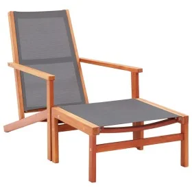 Silla de jardín con reposapiés madera eucalipto textilene gris de vidaXL, Sillas de jardín - Ref: Foro24-48696, Precio: 114,4...