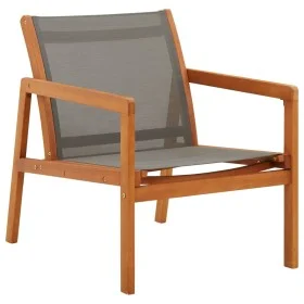 Silla de jardín madera maciza de eucalipto y textilene gris de vidaXL, Sillas de jardín - Ref: Foro24-48697, Precio: 106,15 €...
