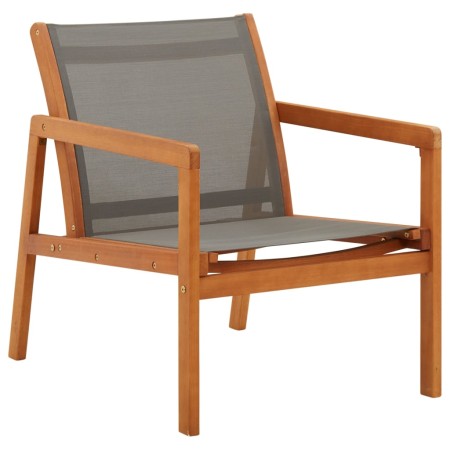Silla de jardín madera maciza de eucalipto y textilene gris de vidaXL, Sillas de jardín - Ref: Foro24-48697, Precio: 107,85 €...