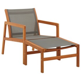 Silla de jardín con reposapiés madera eucalipto textilene gris de vidaXL, Sillas de jardín - Ref: Foro24-48698, Precio: 152,0...