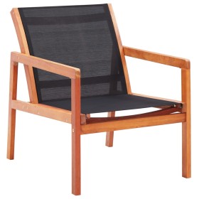 Silla de jardín madera maciza de eucalipto y textilene negro de vidaXL, Sillas de jardín - Ref: Foro24-48701, Precio: 98,74 €...