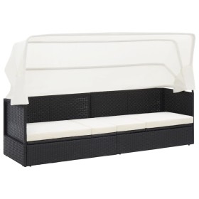 Sofá de jardín con dosel negro ratán sintético de vidaXL, Tumbonas - Ref: Foro24-49393, Precio: 239,76 €, Descuento: %