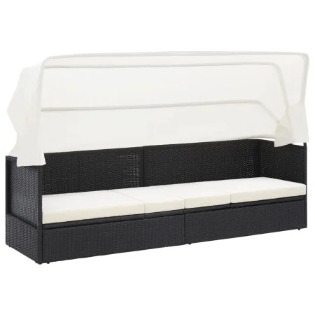 Sofá de jardín con dosel negro ratán sintético de vidaXL, Tumbonas - Ref: Foro24-49393, Precio: 196,60 €, Descuento: %